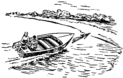 Подход моторной лодки носом к берегу