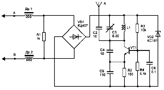 Телефонный радиоретранслятор с ЧМ на одном транзисторе